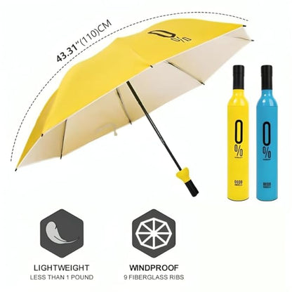 TRENDWORLDNEST Wine Bottle Shape Foldable Umbrella with Case – Compact Manual Portable Umbrella for Women, Men, and Kids - SH/D00003